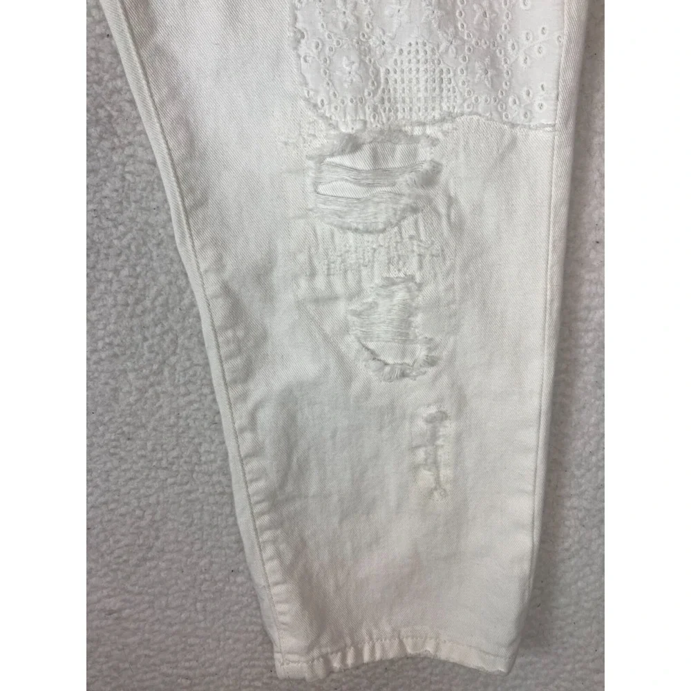 Lauren Ralph Lauren Pants Womens 12P White Cropped Distressed Embroidered Eyelet